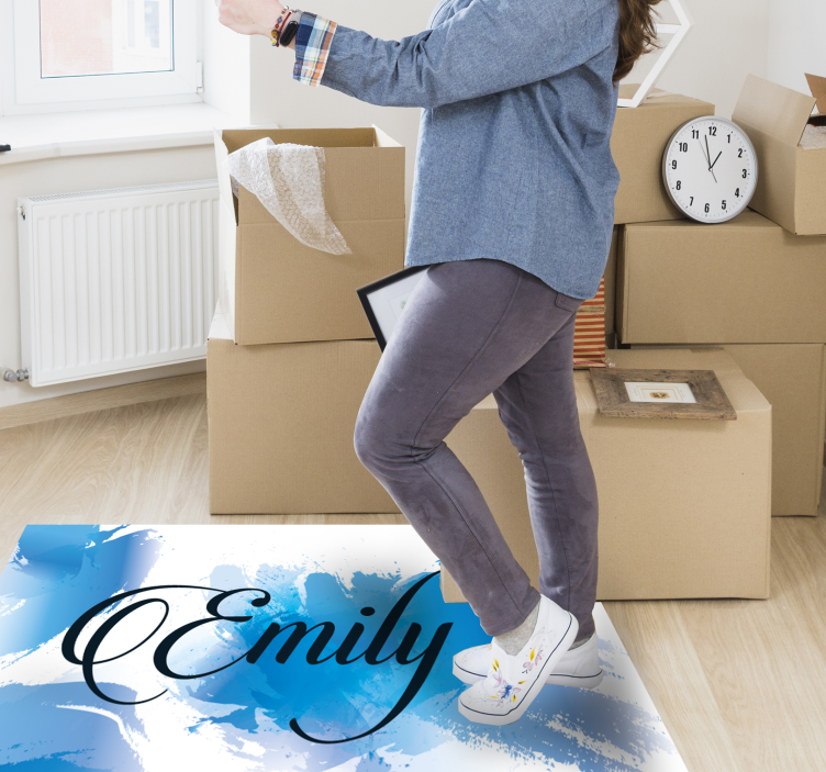 Vinyl Teppich Jugendzimmer blauer spritzer mit namen - TenStickers