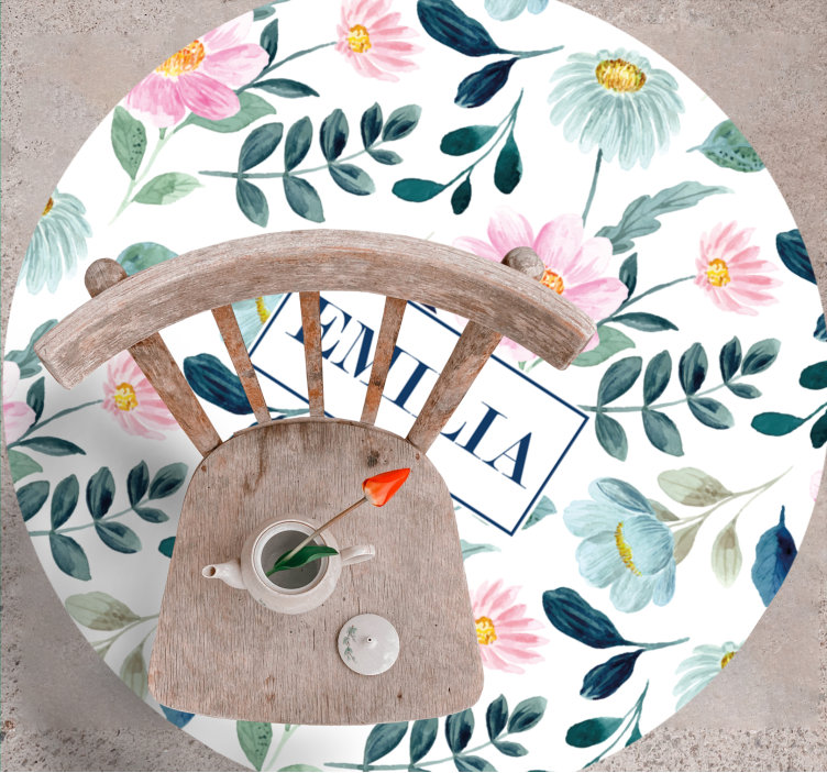 Vinyl Teppich Schlafzimmer florale namenspersonalisierung - TenStickers