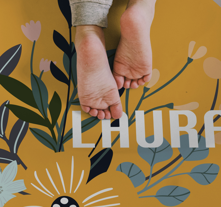 Vinyl Teppich mit Namen individuelles blumenemblem - TenStickers