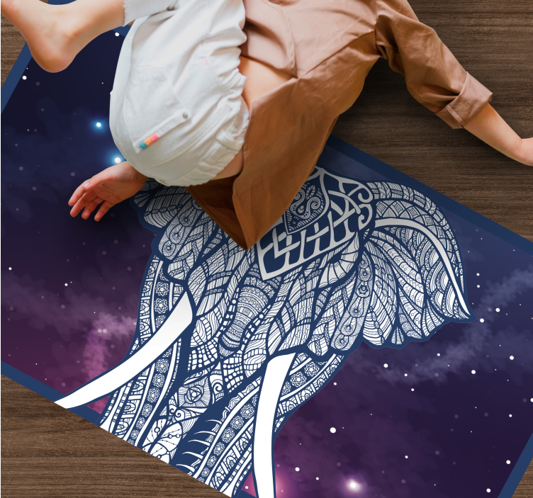 Vinyl Teppich mit Namen komplizierte elefantenkunstwerke - TenStickers