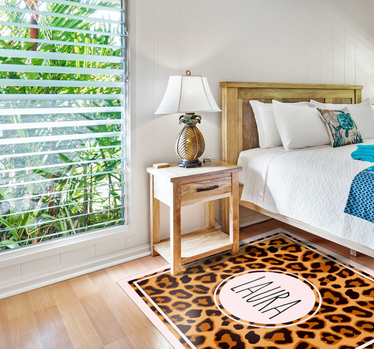 Vinyl Teppich Jugendzimmer leopardenmuster mit namen - TenStickers