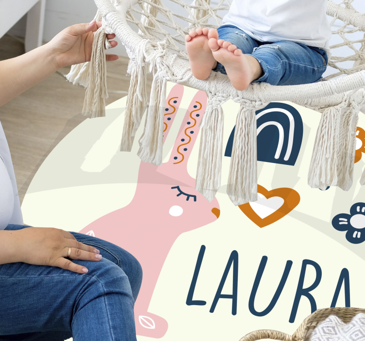 Vinyl Teppich mit Namen personalisierbarer hase - TenStickers