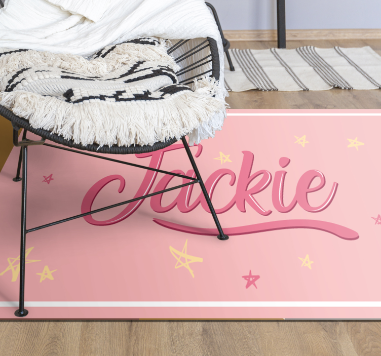 Vinyl Teppich Jugendzimmer rosa name mit sternen - TenStickers