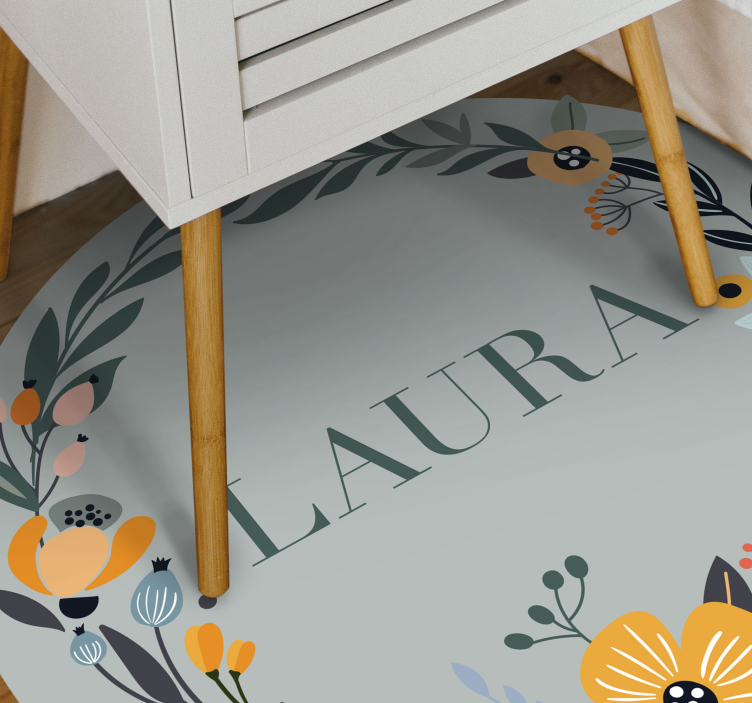 Vinyl Teppich mit Namen personalisiertes blumendesign - TenStickers