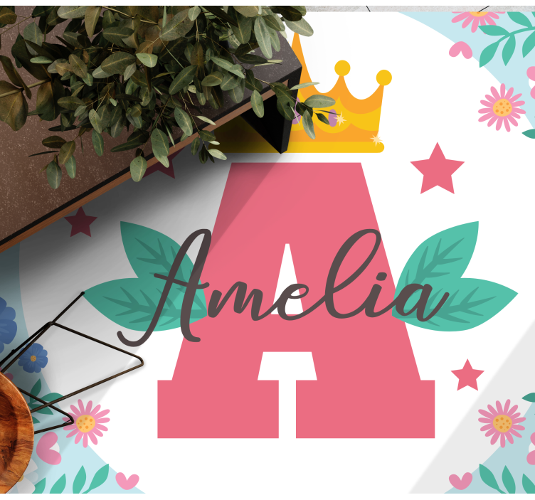 Vinylteppich kindlich gekrönter initial und name - TenStickers