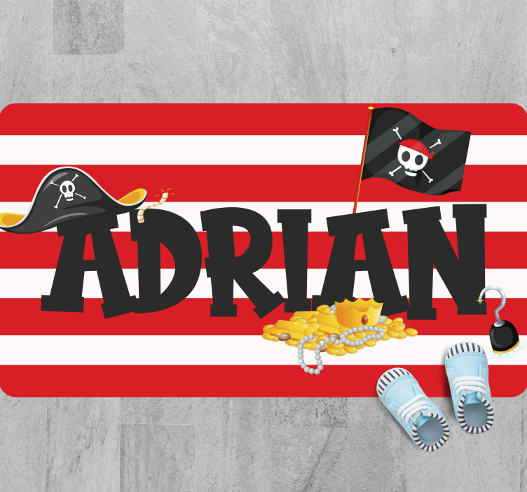 Vinyl Teppich mit Namen piratenschatzthema - TenStickers