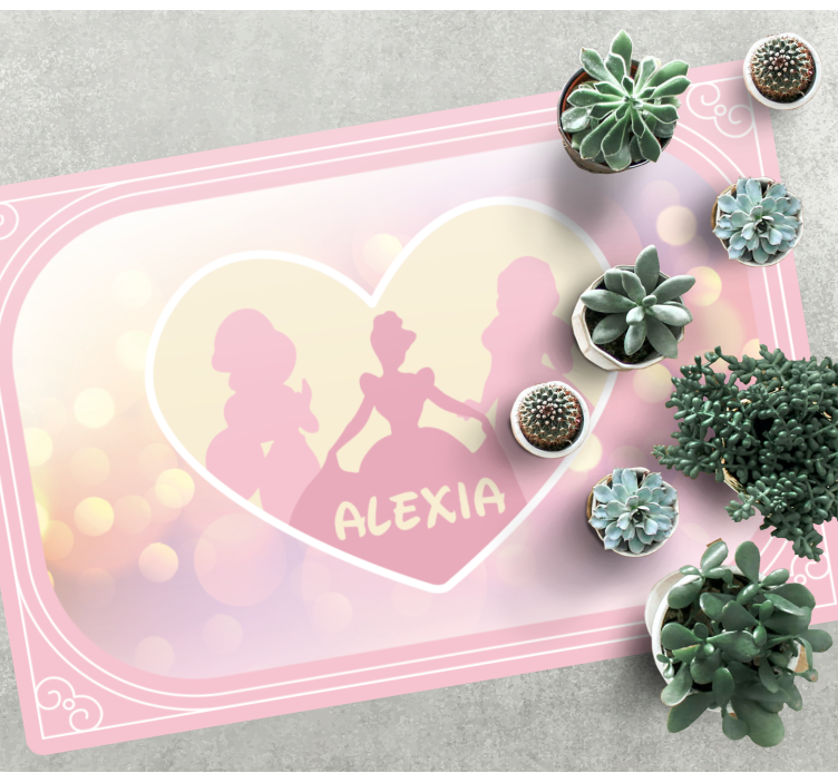 Vinyl Teppich mit Namen prinzessin silhouette herz - TenStickers