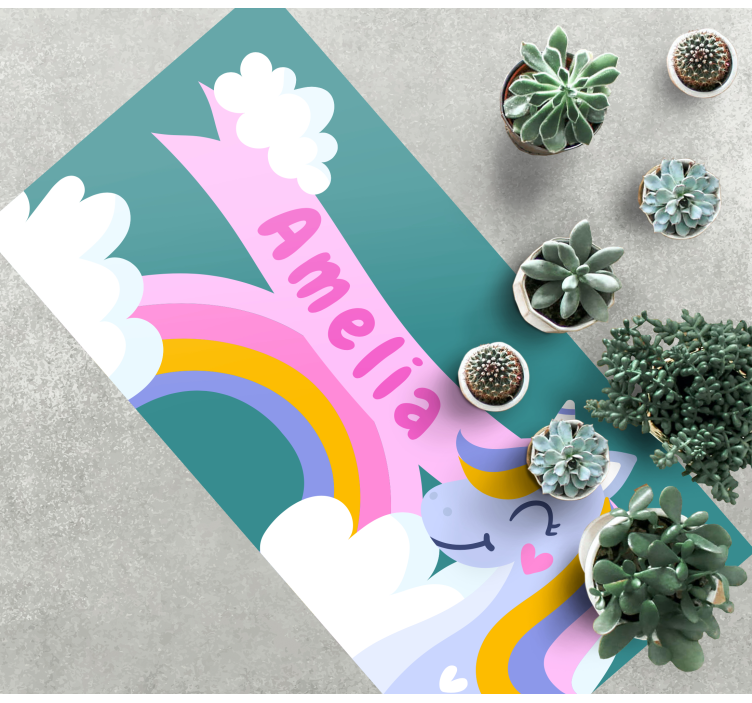 Vinylteppich kindlich regenbogen-einhorn-kostüm - TenStickers