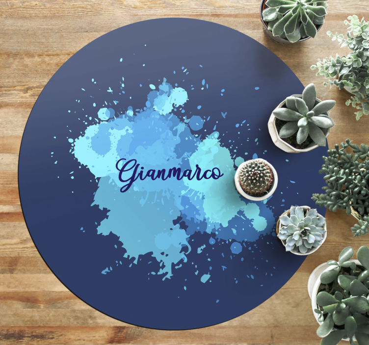 Vinyl Teppich Jugendzimmer spritzer blau mit namen - TenStickers