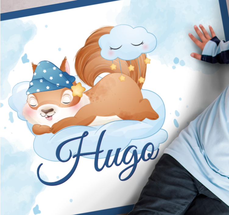 Vinyl Teppich mit Namen süßes eichhörnchen träumt - TenStickers