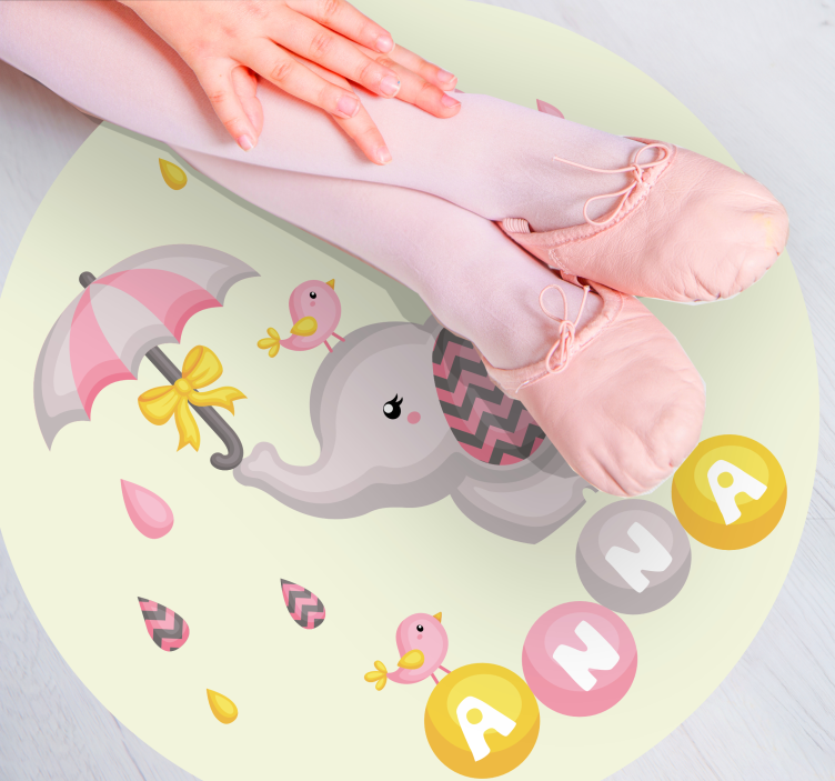 Vinyl Teppich mit Namen süßes elefantendesign - TenStickers