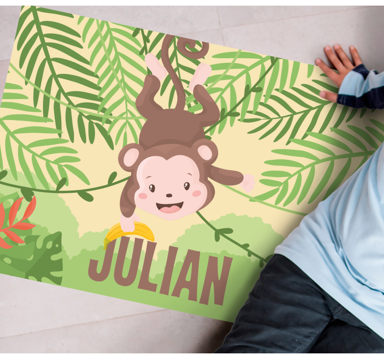 Vinyl Teppich mit Namen verspieltes affenthema - TenStickers