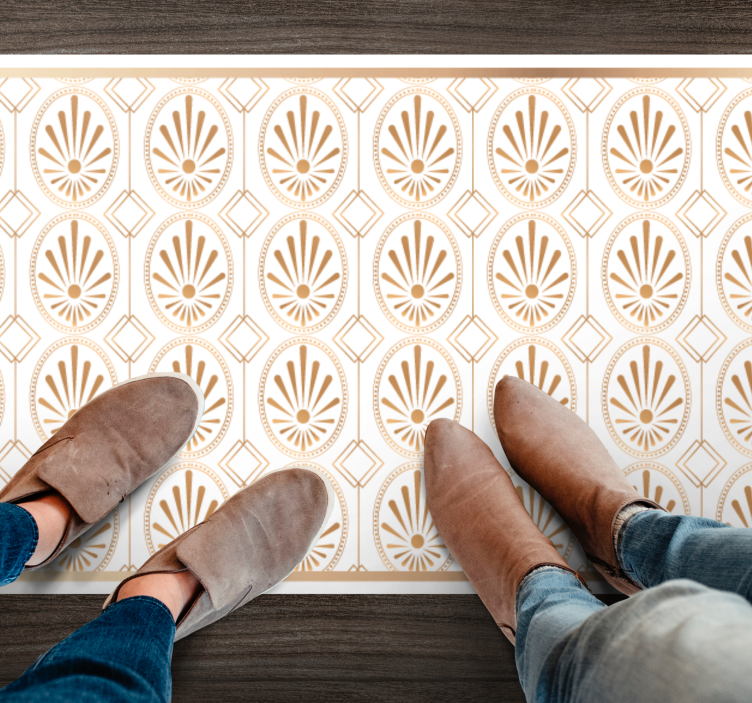 Vinyl Teppich Mosaik raffiniertes goldenes motiv - TenStickers