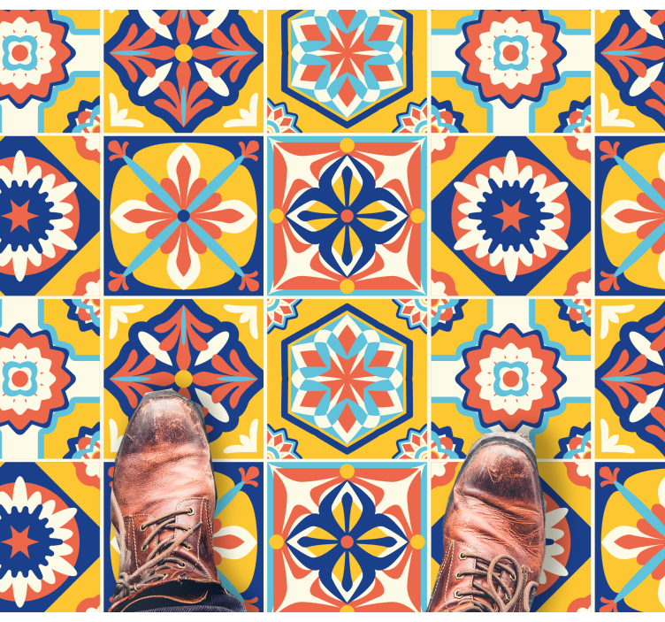 Vinyl Teppich Fliesenoptik buntes mosaikmuster - TenStickers