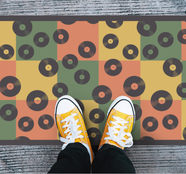 Vinyl Teppich Mosaik bunte schallplatten - TenStickers