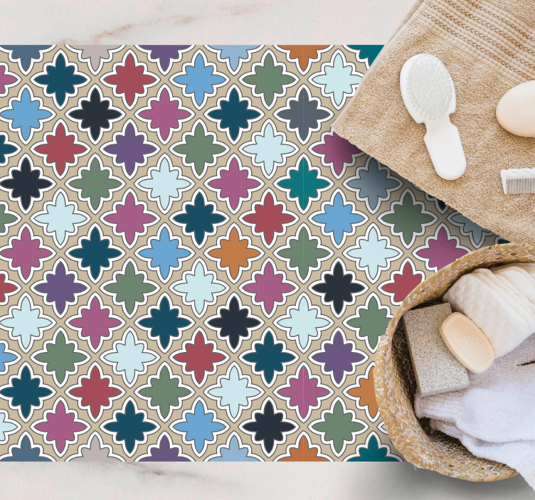 Vinyl Teppich Mosaik lebendige blumenkomposition - TenStickers