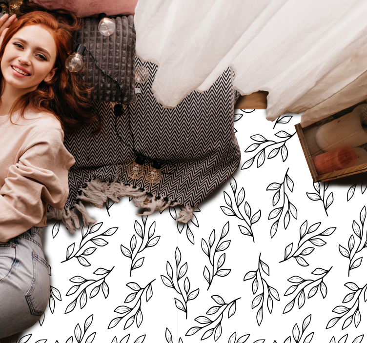 Vinyl Teppich Natur blattzweigmuster - TenStickers