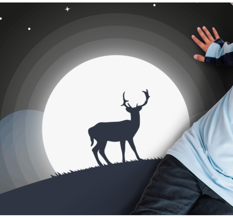 Vinyl Teppich rund hirsch unter mond - TenStickers