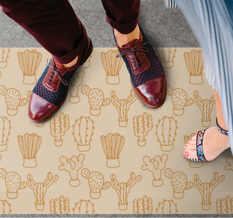 Vinyl Teppich Blumen kaktusillustration - TenStickers