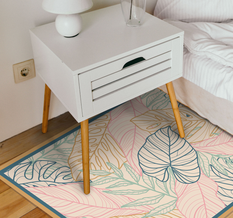 Vinyl teppich natur mit blattmuster tropisch - TenStickers