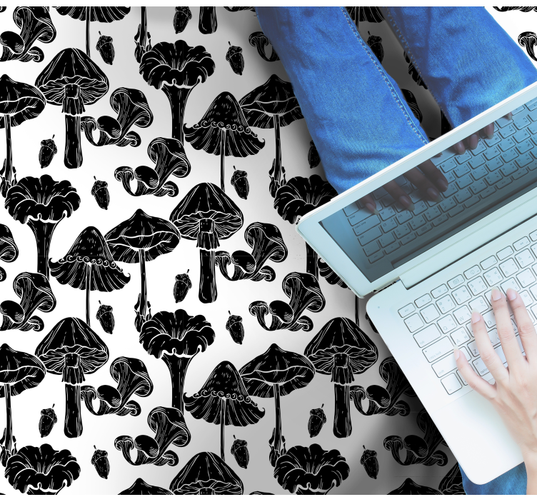 Vinyl teppich natur mit stilisiertem pilzmuster - TenStickers