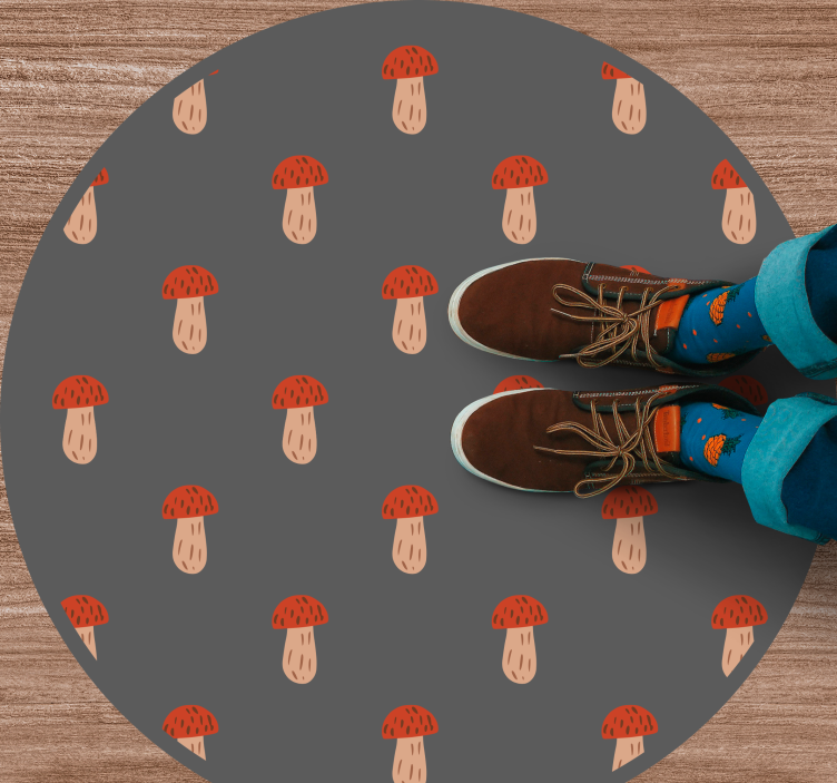 Vinyl teppich küche rund mit pilzmuster - TenStickers