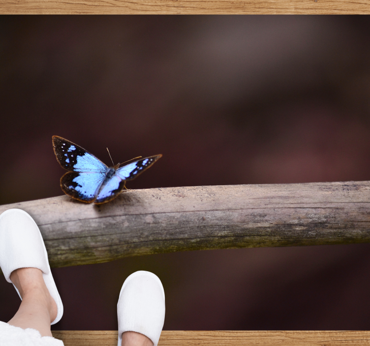 Vinyl Teppich Natur schmetterling auf ast - TenStickers