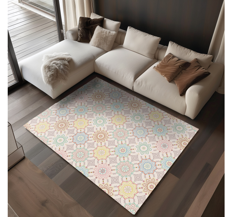 Vinyl Teppich Blumen geometrisches Mandala-Muster - TenStickers