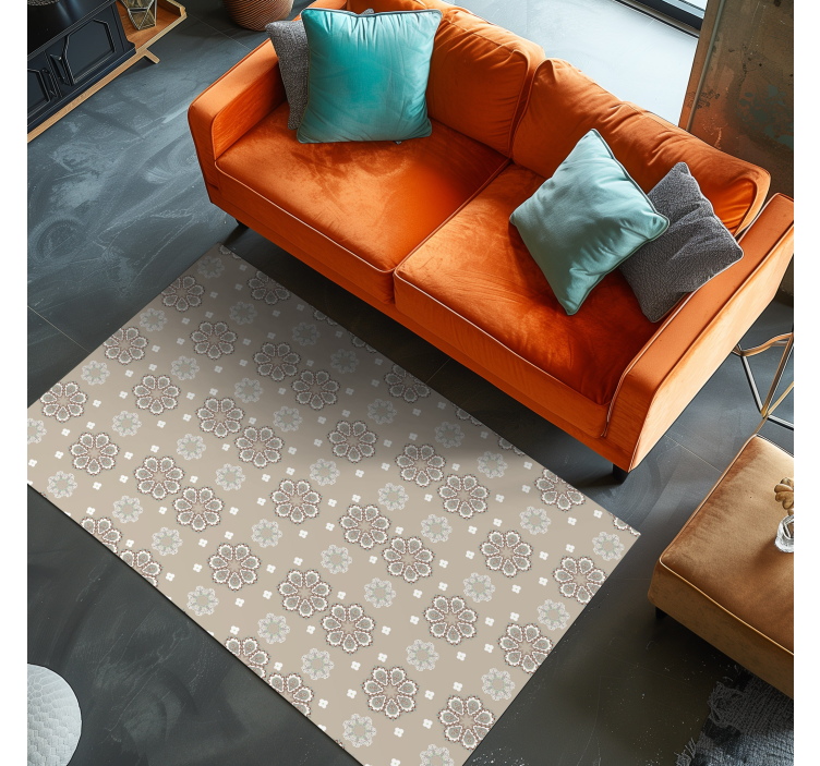 Vinyl Teppich Blumen mosaikblumiges elegantes Muster - TenStickers