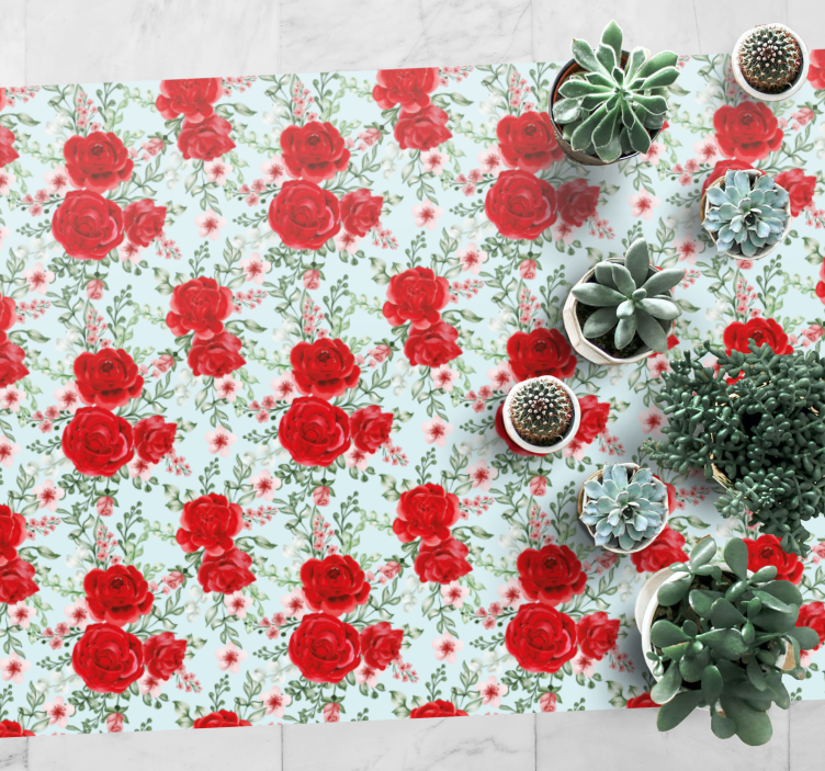 Vinyl Teppich Blumen rote florale Eleganz - TenStickers