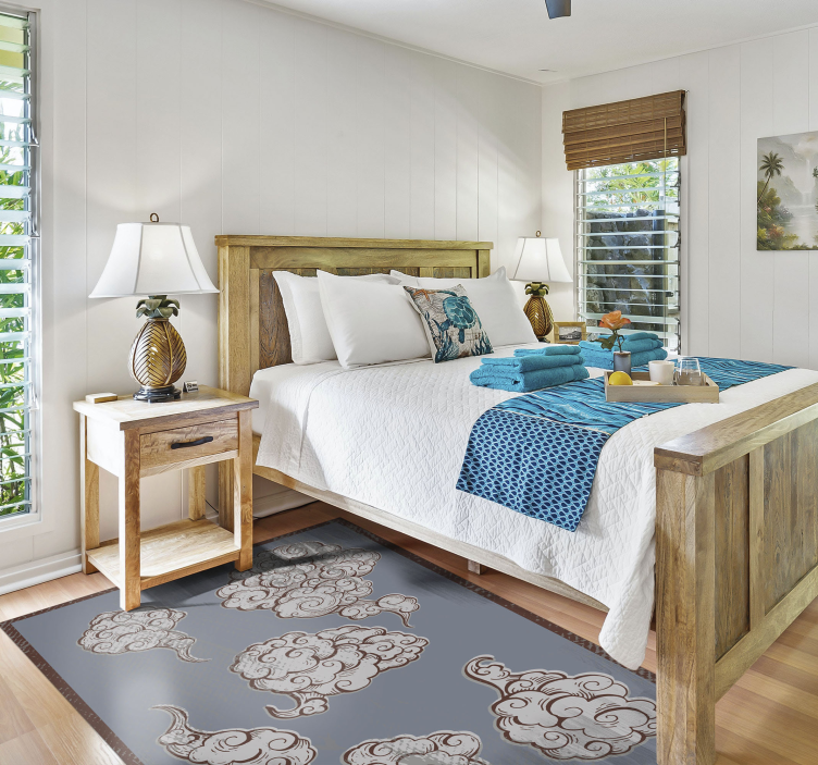 Vinyl Teppich Schlafzimmer kunstvolle wolkenmotive - TenStickers