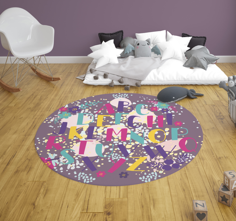 Vinyl Teppich Schlafzimmer rundes Alphabetdesign - TenStickers