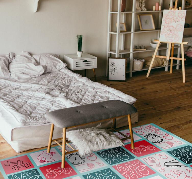 Vinyl Teppich Schlafzimmer verspielte Zeichnungen - TenStickers