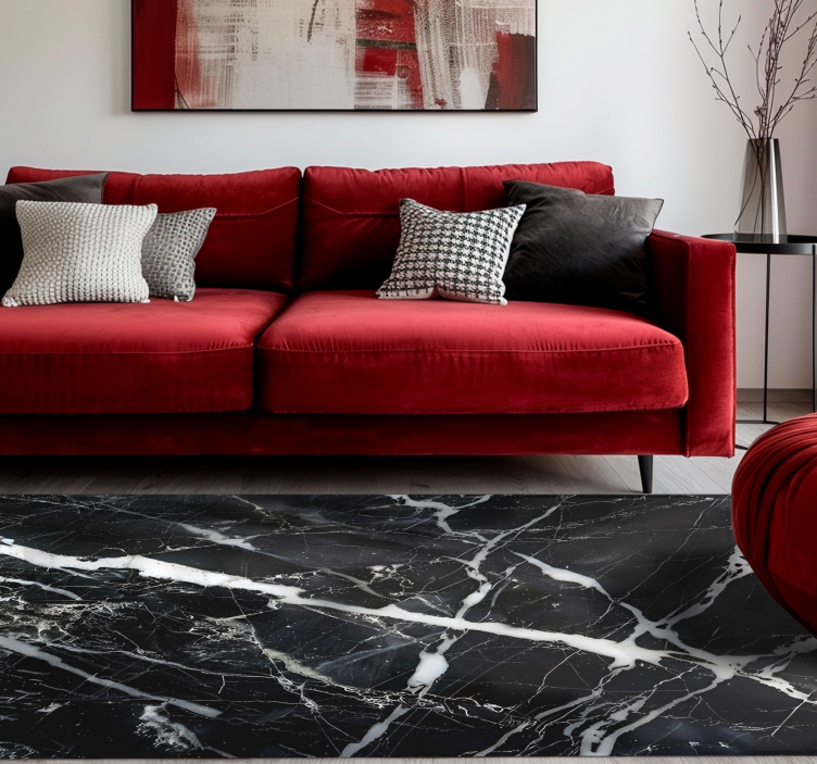 Vinyl Teppich schwarz-weiße Marmorschattierungen - TenStickers