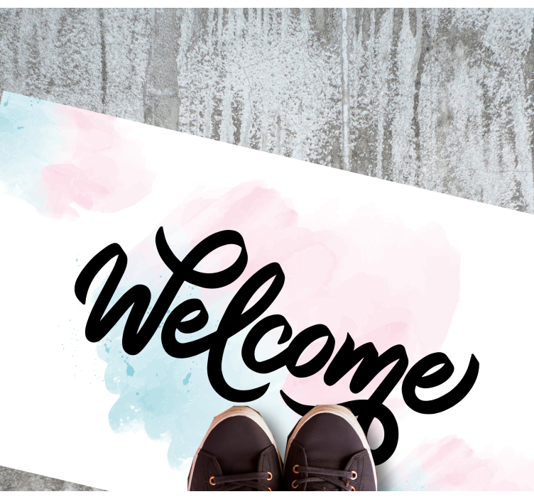 Vinyl Teppich Eingang aquarella willkommen - TenStickers