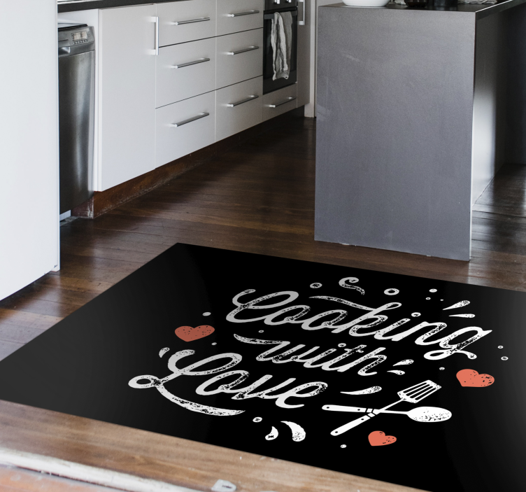 Vinyl Teppich Spruch kochen liebesaffäre - TenStickers