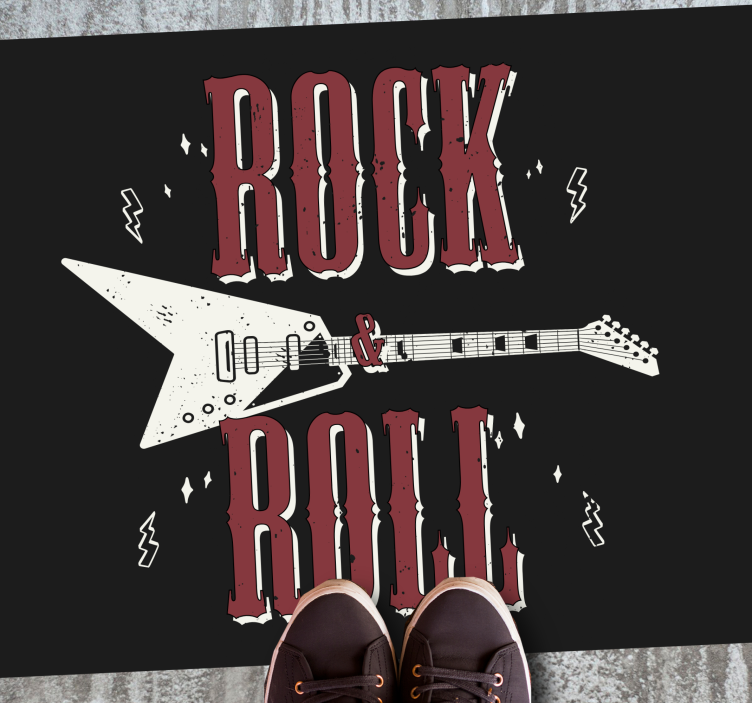 Vinyl Teppich Spruch rock roll e-gitarre - TenStickers