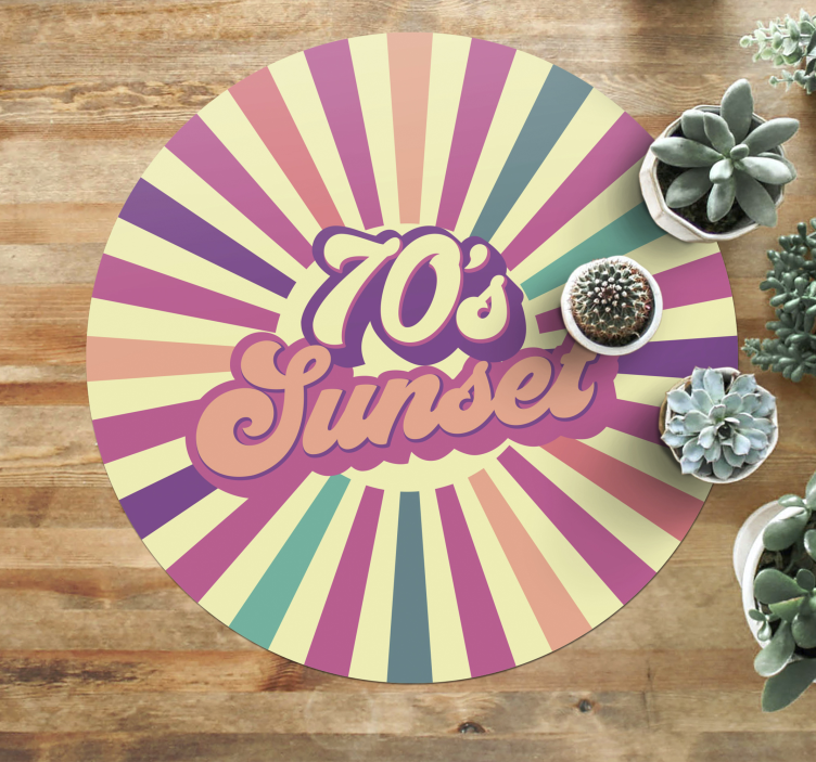 Vinyl Teppich Spruch sonnenuntergangsstimmung der 70er - TenStickers