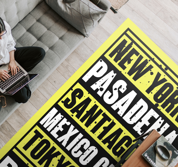 Vinyl Teppich Spruch städte-textüberlagerung - TenStickers