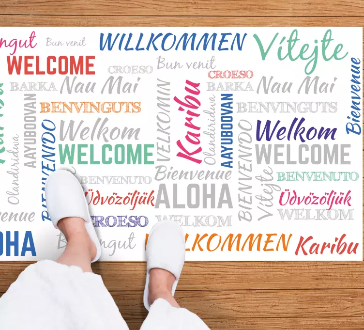 Vinyl teppich spruch willkommen aloha karibu - TenStickers
