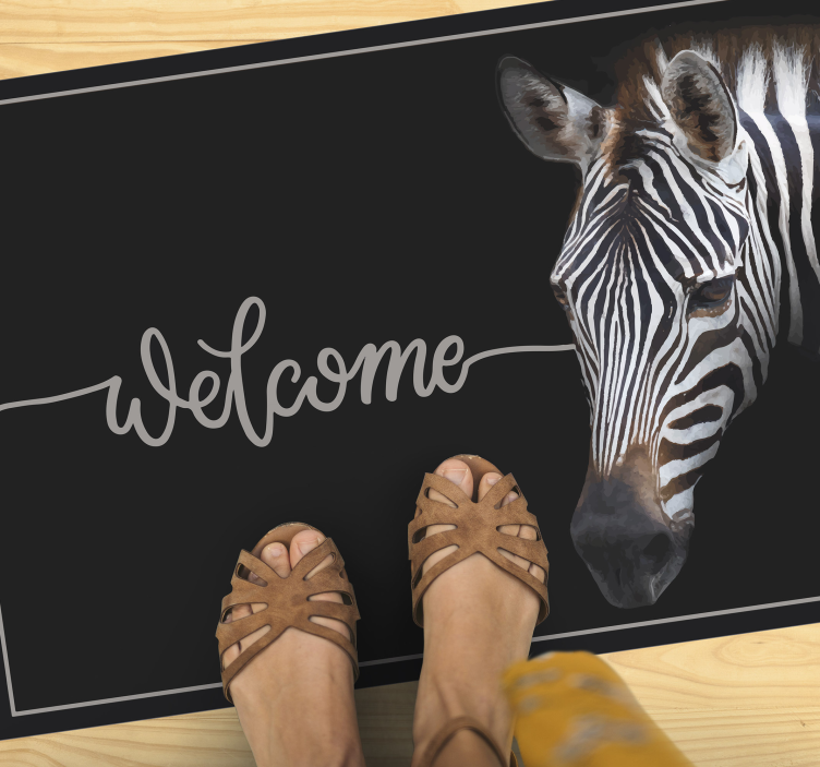 Vinyl Teppich Spruch zebra-willkommensgrafik - TenStickers