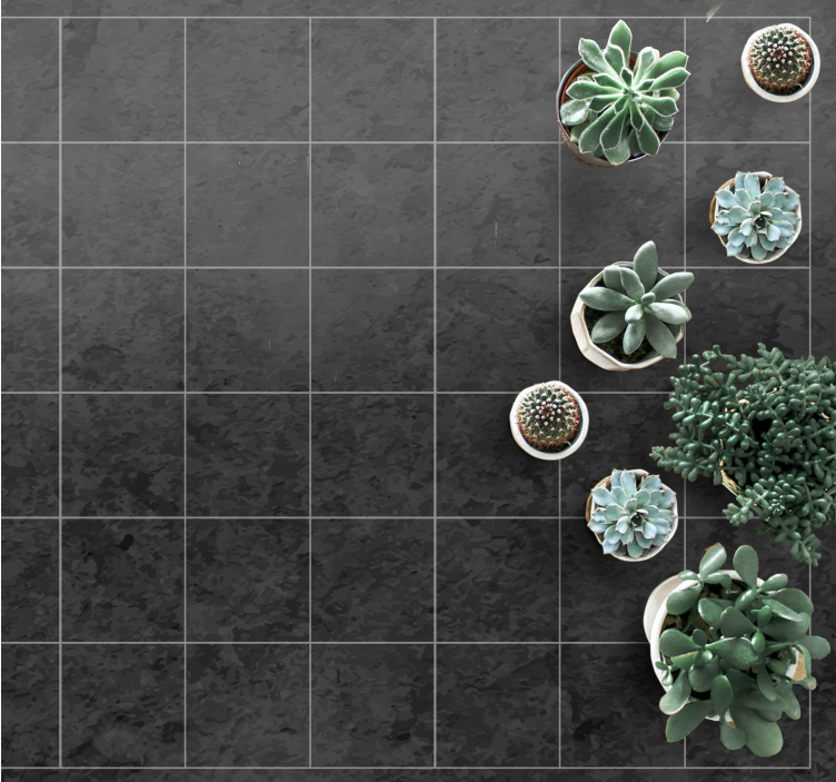 Vinyl Teppich Steinoptik glatte schwarze quadrate - TenStickers