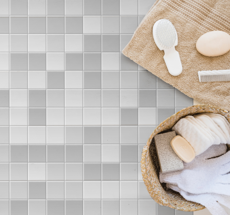 Vinyl Teppich Bad glattes graues mosaik - TenStickers