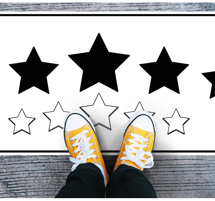 Vinyl Teppich Sterne weißes und schwarzes motiv - TenStickers