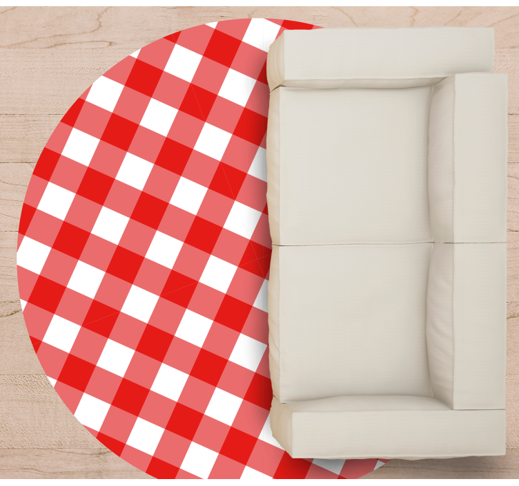 Vinyl Teppich rund rotes karomuster - TenStickers