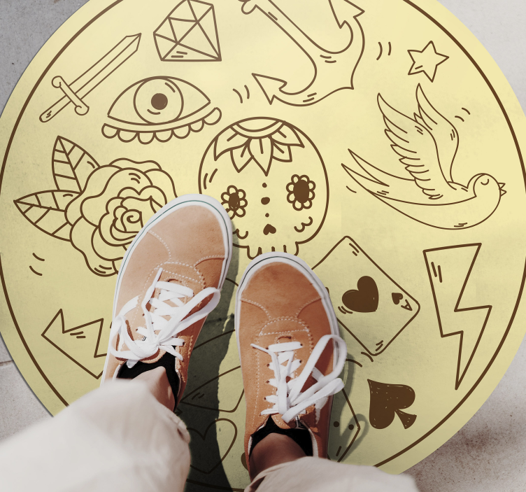 Vinyl Teppich Jugendzimmer tätowierungssymbole - TenStickers