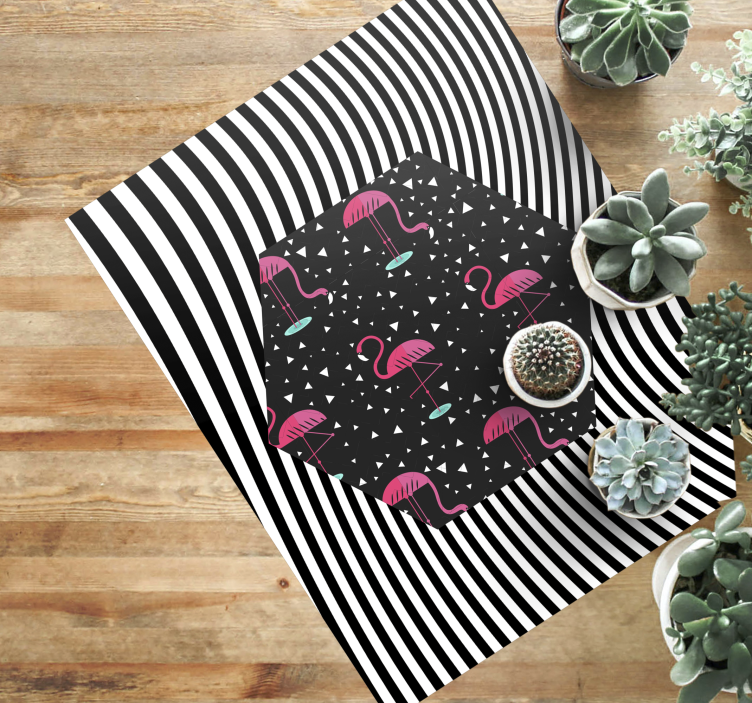Vinyl Teppich Tiere flamingo gestreiftes sechseck - TenStickers