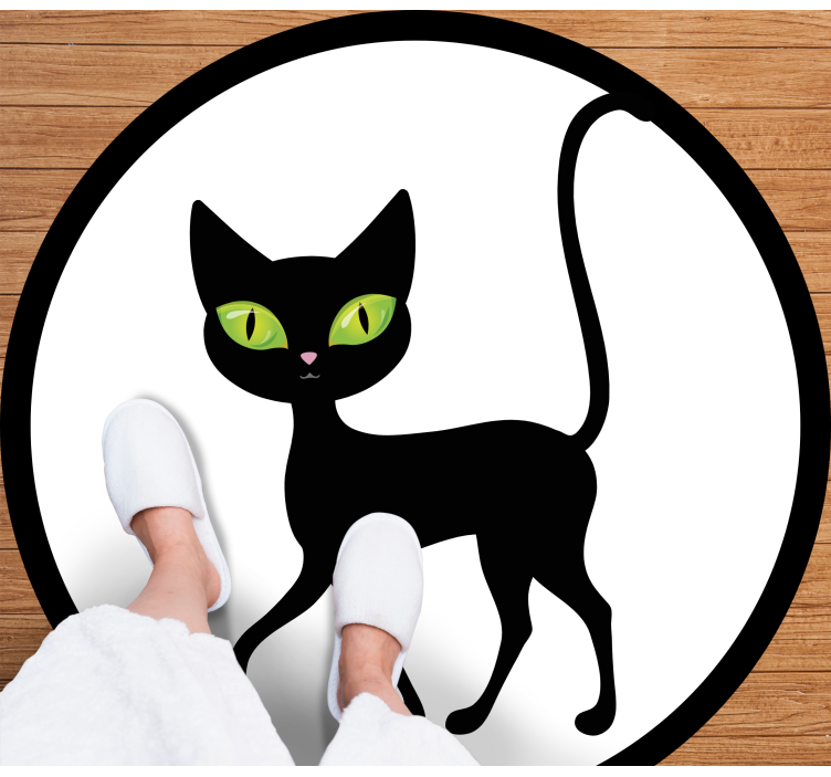 Vinyl Teppich Tiere bezaubernde schwarze katze - TenStickers