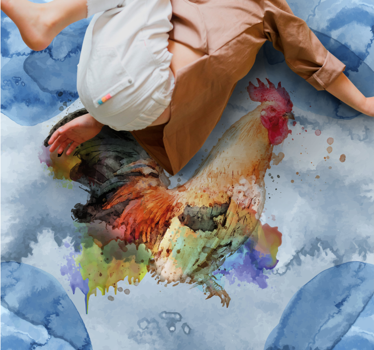 Vinyl Teppich Tiere aquarell hahn - TenStickers