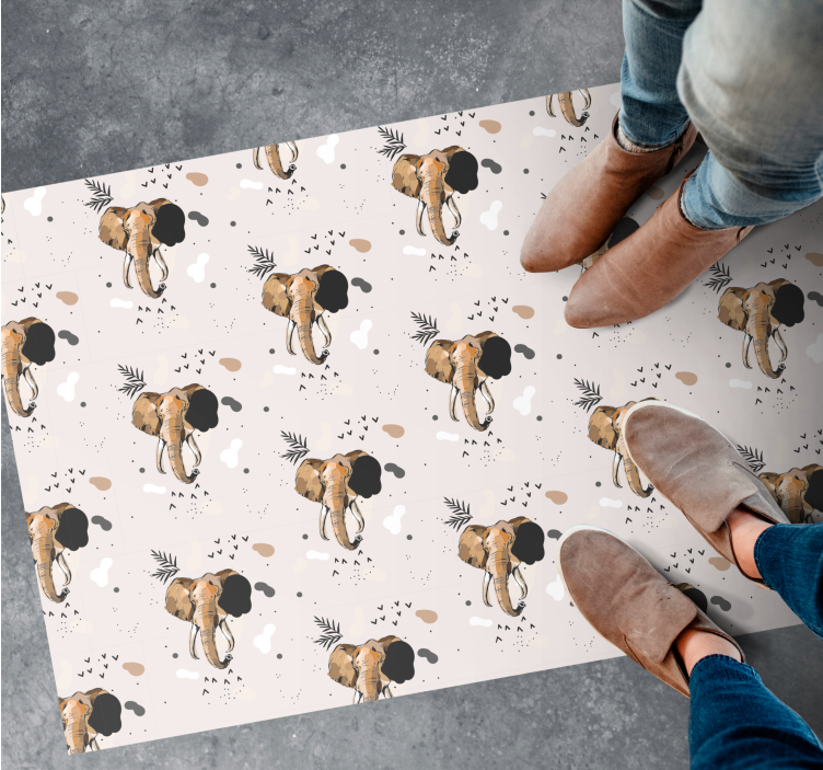 Vinyl Teppich Tiermuster elefant muster spielen - TenStickers
